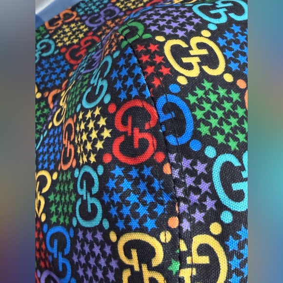 Gucci Multicolor GG Monogram Bucket Hat Rainbow Stars Made in Italy - Picture 5 of 11